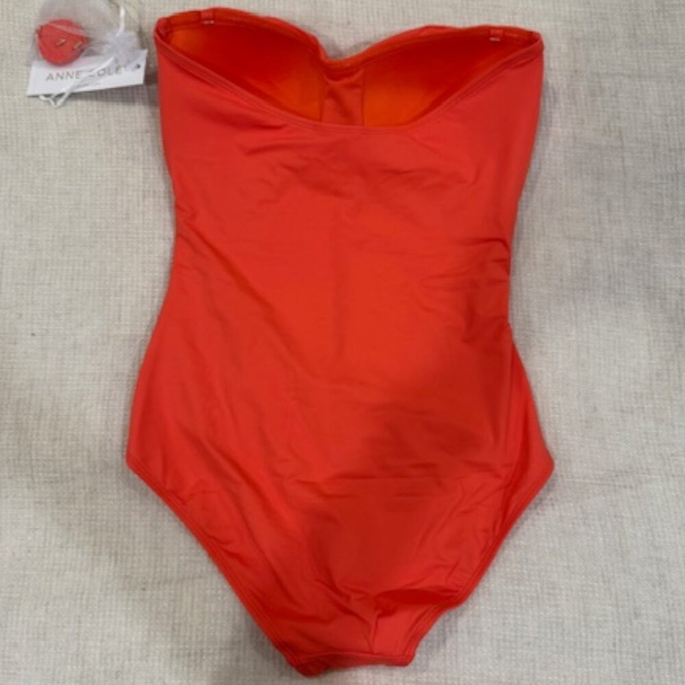 NWT! Anne Cole Twist Front Shirred One Piece-Orange Size 10 - Picture 3 of 6